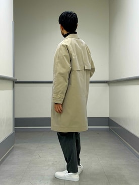 「アイテム（ステンカラーコート）」を使った、Hiro Kumazawaさん（メンズ・178cm）の冬コーディネート