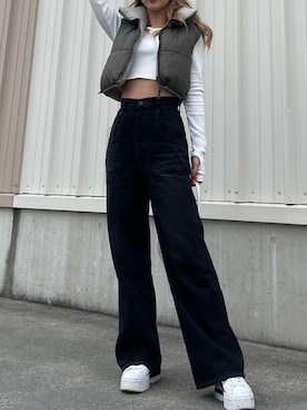 「アイテム（デニムパンツ）」を使った、Mixx.さん（レディース・163cm・20代）の冬コーディネート