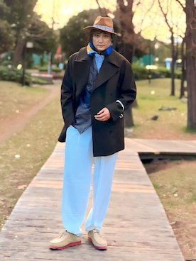 「アイテム（ピーコート）」を使った、まっちゃんさん（メンズ・183cm・30代）の冬コーディネート