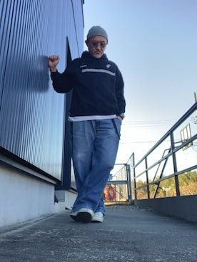 「無印良品（ムジルシリョウヒン）のアイテム（帽子）」を使った、AKTKさん（メンズ・168cm）の秋コーディネート