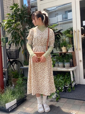「SPINNS（スピンズ）のアイテム（ワンピース）」を使った、mizukiさん（レディース・159cm）の春コーディネート