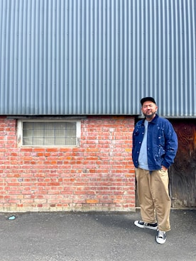 「Dickies（ディッキーズ）のアイテム（帽子）」を使った、MITSUNORI MATSUMURAさん（メンズ・183cm）の春コーディネート