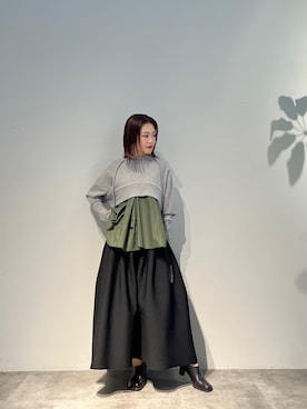 「UN3D.（アンスリード）のウェーブラインギャザーキャミソール（キャミソール）」を使った、RINOさん（レディース・159cm）の冬コーディネート