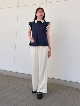 「NATURAL BEAUTY BASIC（ナチュラルビューティーベーシック）のアイテム（トップス）」を使った、NBB STAFFさん（レディース・163cm）の春コーディネート