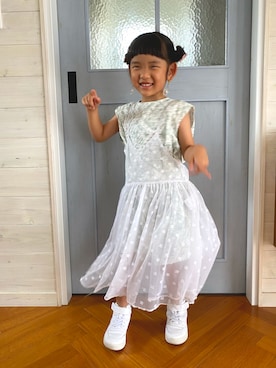 「Birthday（バースデイ）のアイテム（ワンピース、ホワイト系）」を使った、komaさん（キッズ・120cm）の夏コーディネート