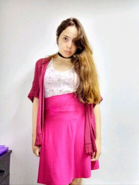 「no brand（ノーブランド）のアイテム（スカート、ピンク系）」を使った、wladiさん（レディース・158cm）の夏コーディネート