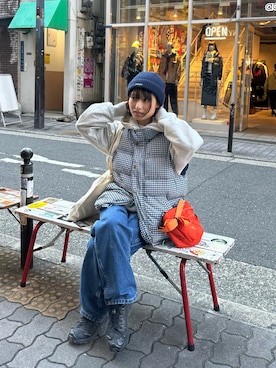 「アイテム（ダウンベスト）」を使った、華愛さん（レディース・149cm）の冬コーディネート