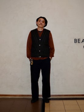 「アイテム（ダウンベスト）」を使った、matsuuraさん（メンズ・189cm）の秋コーディネート