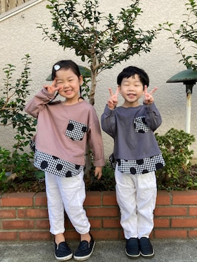「manina」｜あかねくん&たっくんさん（キッズ・110cm）の秋コーディネート