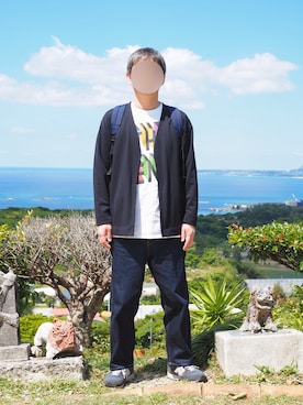 「JUNYA WATANABE MAN（ジュンヤワタナベマン）のアイテム（デニムパンツ、ブルー系）」を使った、Fさん（メンズ・169cm）の春コーディネート