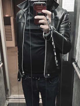 「Nudie Jeans（ヌーディージーンズ）のアイテム」を使った、YIBOさん（メンズ・178cm）の冬コーディネート