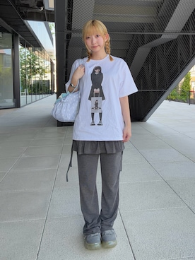 「アイテム（ボストンバッグ、グレー系）」を使った、meriさん（レディース・148cm）の春コーディネート