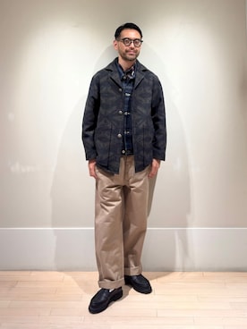 「Lee（リー）の【別注】Lee COWBOY JACKET コットンインディゴ デニムジャケット（デニムジャケット、ブルー系）」を使った、Mashio_TOMORROWLANDさん（メンズ・175cm）の夏コーディネート