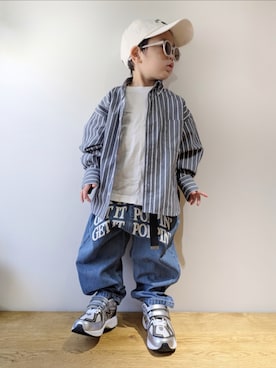 「LOWRYS FARM（ローリーズファーム）のアイテム（ベルト）」を使った、EITOさん（キッズ・90cm）の春コーディネート