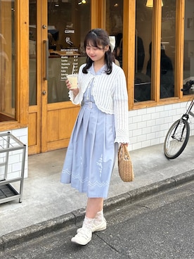 「アイテム（シャツワンピース）」を使った、momo🐇さん（レディース・153cm）の春コーディネート
