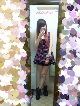 「メルカリのアイテム（ワンピース/ドレス、ブラック系）」を使った、†りりにゃん†さん（レディース・159cm）の秋コーディネート