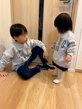 「アイテム（その他ベビーウェア、グレー系）」を使った、さくらさん（キッズ・70cm）の冬コーディネート