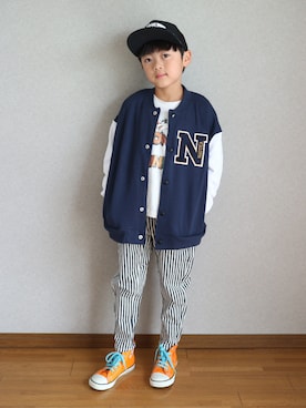 「アイテム（スタジャン）」を使った、Su,Um,Riさん（キッズ・120cm）の秋コーディネート
