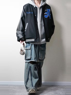 「アイテム（スタジャン）」を使った、らいさん（メンズ・170cm・20代）の冬コーディネート