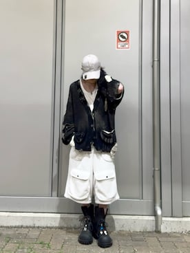 「Parts Lab.（パーツラボ）の【Parts Lab.】T/C Strech Rib Tank Top / T/Cストレッチリブタンクトップ（タンクトップ、ホワイト系）」を使った、内緒の一郎さん（メンズ・167cm）の春コーディネート