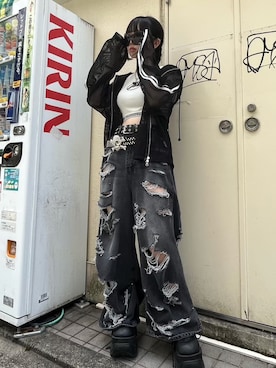 「アイテム（パーカー）」を使った、Never mind the XU / Chikashitsu+さん（レディース・159cm）の秋コーディネート
