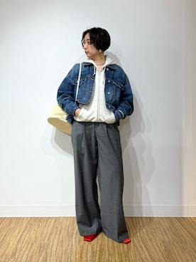 「Drawing Numbers（ドローイング ナンバーズ）のアイテム（パンツ）」を使った、AZUMIさん（レディース・160cm）の冬コーディネート