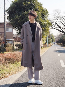 「アイテム（トレンチコート）」を使った、BIWAさん（メンズ・177cm・10代）の冬コーディネート
