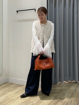 「Gready Brilliant（グレディブリリアン）のスクエアワンハンドル（ショルダーバッグ）」を使った、saikaさん（レディース・153cm）の秋コーディネート