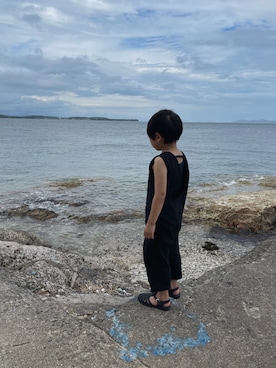 「アイテム（つなぎ/オールインワン）」を使った、3kids monさん（キッズ・123cm）の夏コーディネート