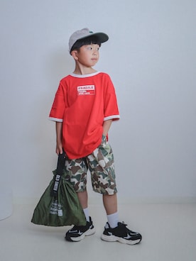 「アイテム（エコバッグ/サブバッグ）」を使った、ma-kunさん（キッズ・120cm）の春コーディネート