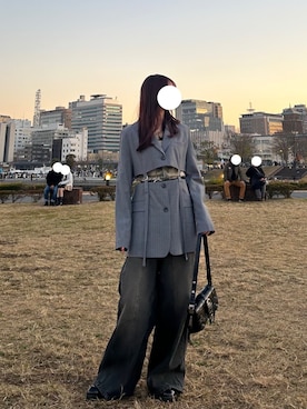 「MAISON SPECIAL（メゾンスペシャル）のMulti Way Jacket/マルチウェイジャケット【MAISON SPECIAL/メゾンスペシャル】（テーラードジャケット、グレー系）」を使った、uchanさん（レディース・158cm）の冬コーディネート