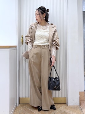 「Juze（ジュゼ）のハートカットリボンパンプス（パンプス）」を使った、namieさん（レディース・157cm）の春コーディネート