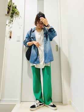 「アイテム（デニムジャケット）」を使った、mavaさん（レディース・155cm）の秋コーディネート