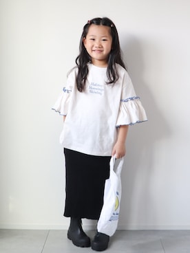 「アイテム（エコバッグ/サブバッグ）」を使った、KISA / SANAさん（キッズ・110cm）の秋コーディネート