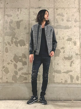 「アイテム（デニムパンツ）」を使った、Watanabeさん（メンズ・190cm）の冬コーディネート