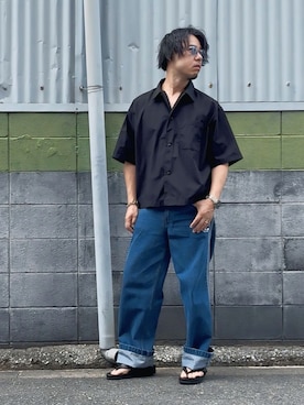 「adidas（アディダス）のアディカラー デニム ファイヤーバードパンツ / アディダスオリジナルス adidas Originals（デニムパンツ、ブルー系）」を使った、ケイさん（メンズ・175cm）の夏コーディネート