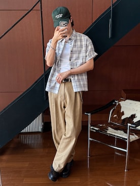 「アイテム（キャップ）」を使った、  風早ゆうたさん（メンズ・184cm）の春コーディネート