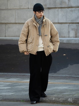 「アイテム（スラックス）」を使った、  風早ゆうたさん（メンズ・184cm）の冬コーディネート
