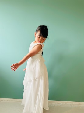 「韓国🇰🇷のアイテム（ドレス、ホワイト系）」を使った、Hanさん（キッズ・132cm）の夏コーディネート