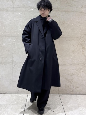 「アイテム（ステンカラーコート）」を使った、Ryu Miyazakiさん（メンズ・167cm・20代）の冬コーディネート