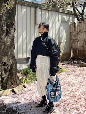 「アイテム（MA-1）」を使った、Tohさん（レディース・153cm）の春コーディネート