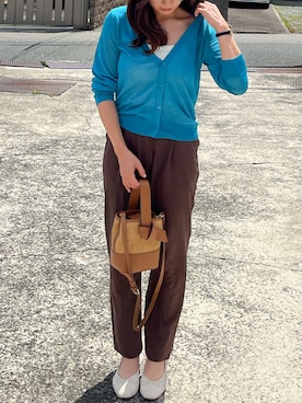 「UNIQLO（ユニクロ）のアイテム（カーディガン/ボレロ、ブルー系）」を使った、Uさん（レディース・155cm）の夏コーディネート
