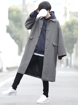 「ステンカラーコート」｜とっしーさん（メンズ・184cm）の秋コーディネート