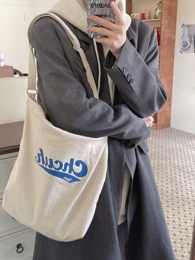 「DEVICE（デバイス）のアイテム（トートバッグ）」を使った、DEVICEさん（レディース・160cm）の冬コーディネート