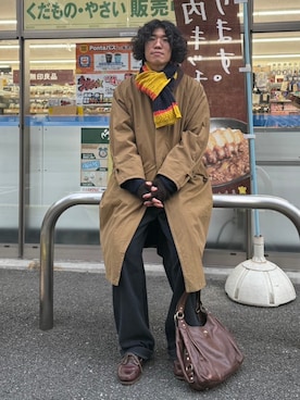 「アイテム（ハンドバッグ）」を使った、mudaiさん（メンズ・190cm）の冬コーディネート