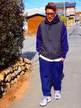 「UNIQLO（ユニクロ）のアイテム（メガネ、ブラック系）」を使った、SUNさん（メンズ・175cm）の冬コーディネート