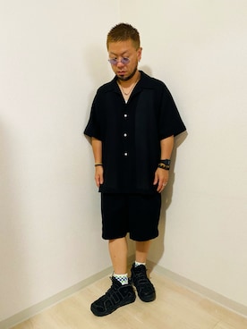 「SENSE OF PLACE by URBAN RESEARCH（センスオブプレイスバイアーバンリサーチ）のアイテム（シャツ/ブラウス、ブラック系）」を使った、jinさん（メンズ・160cm）の夏コーディネート