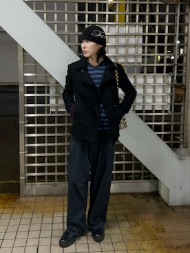 「FCMM（エフシーエムエム）のSINGLE BEANIE/シングルビーニー（キャップ、その他）」を使った、Kazuhiro Hamadaさん（メンズ・175cm）の冬コーディネート