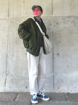 「アイテム（MA-1）」を使った、MAKIさん（レディース・154cm）の春コーディネート