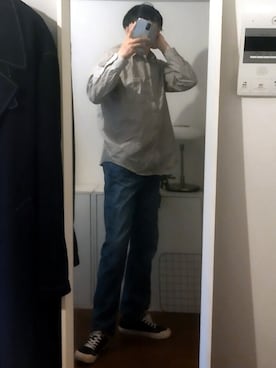 「UNIQLO（ユニクロ）のアイテム（シャツ/ブラウス、グレー系）」を使った、ゅ ぅ  さん（メンズ・179cm）の夏コーディネート
